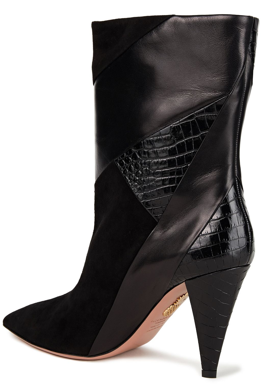 AQUAZZURA Calder 85 suede, smooth and croc-effect leather ankle boots