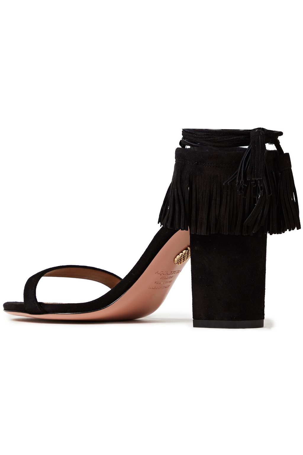 AQUAZZURA Gypset 85 fringed suede sandals