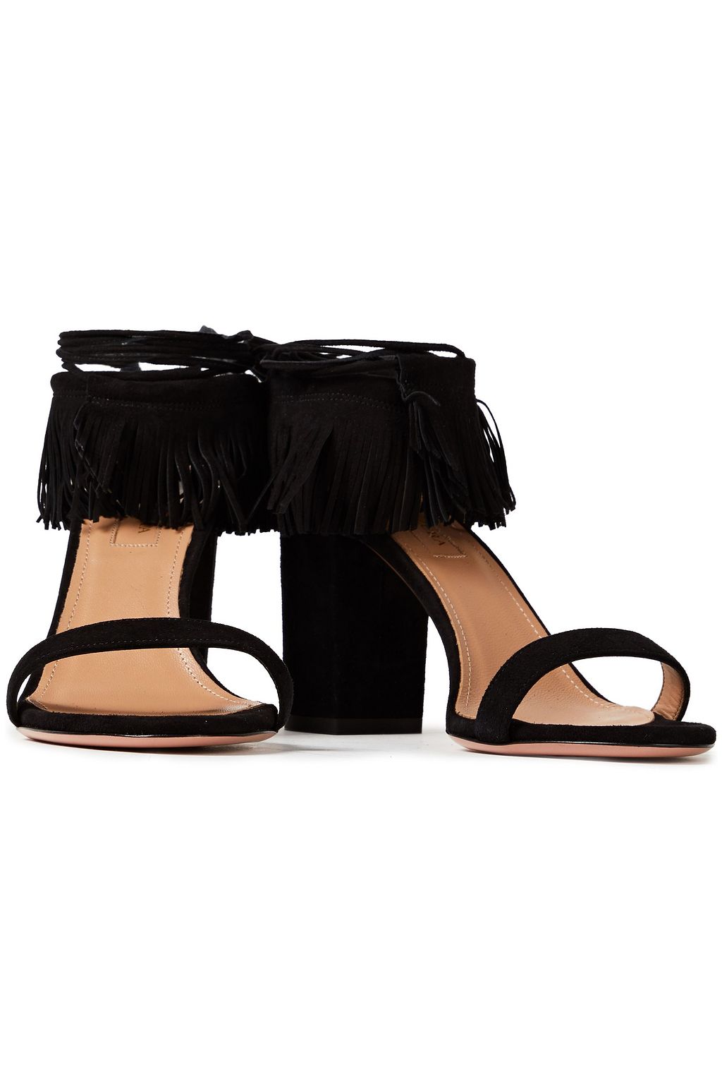 AQUAZZURA Gypset 85 fringed suede sandals