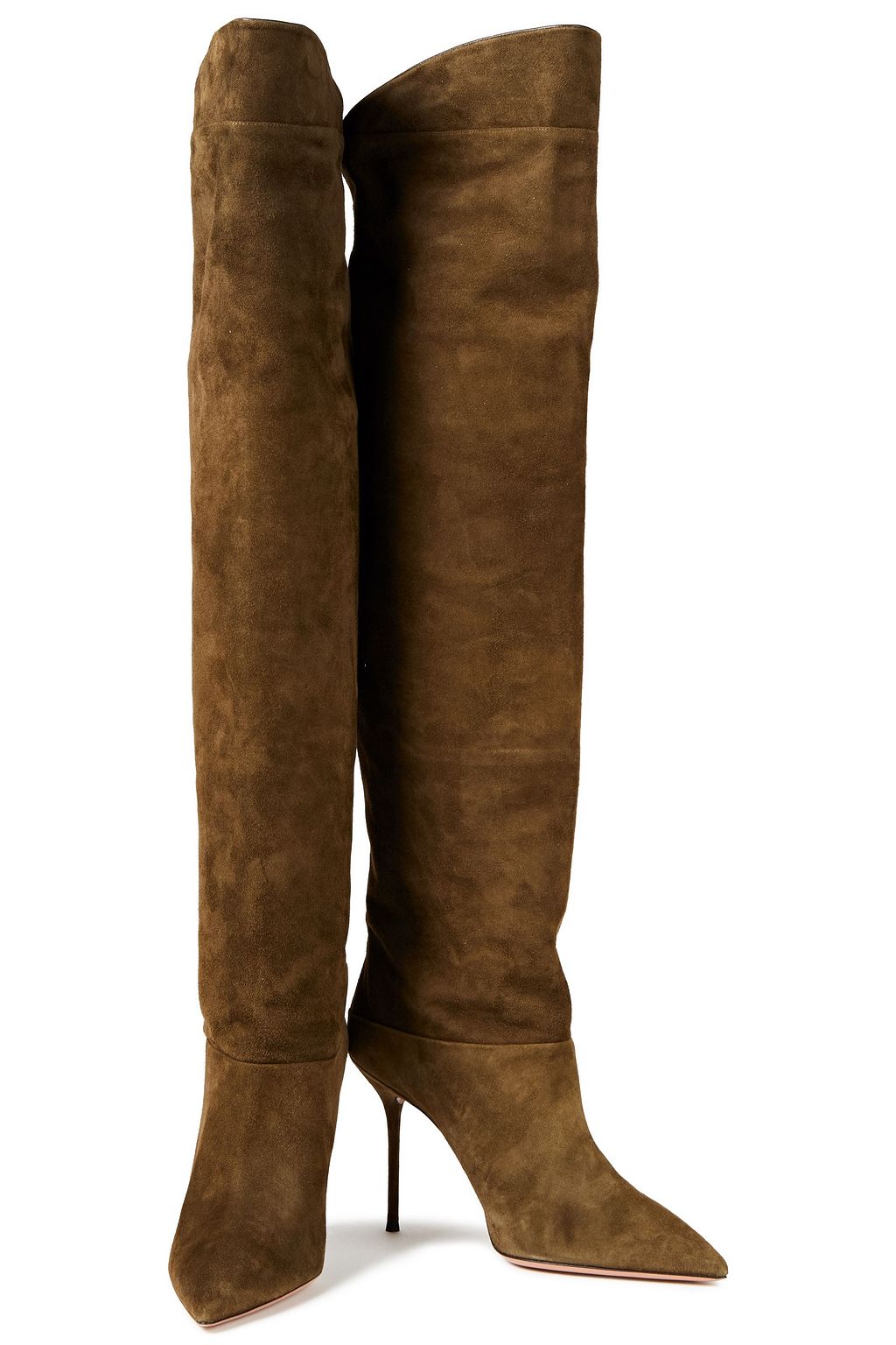 AQUAZZURA Lancaster 95 leather-trimmed suede knee boots
