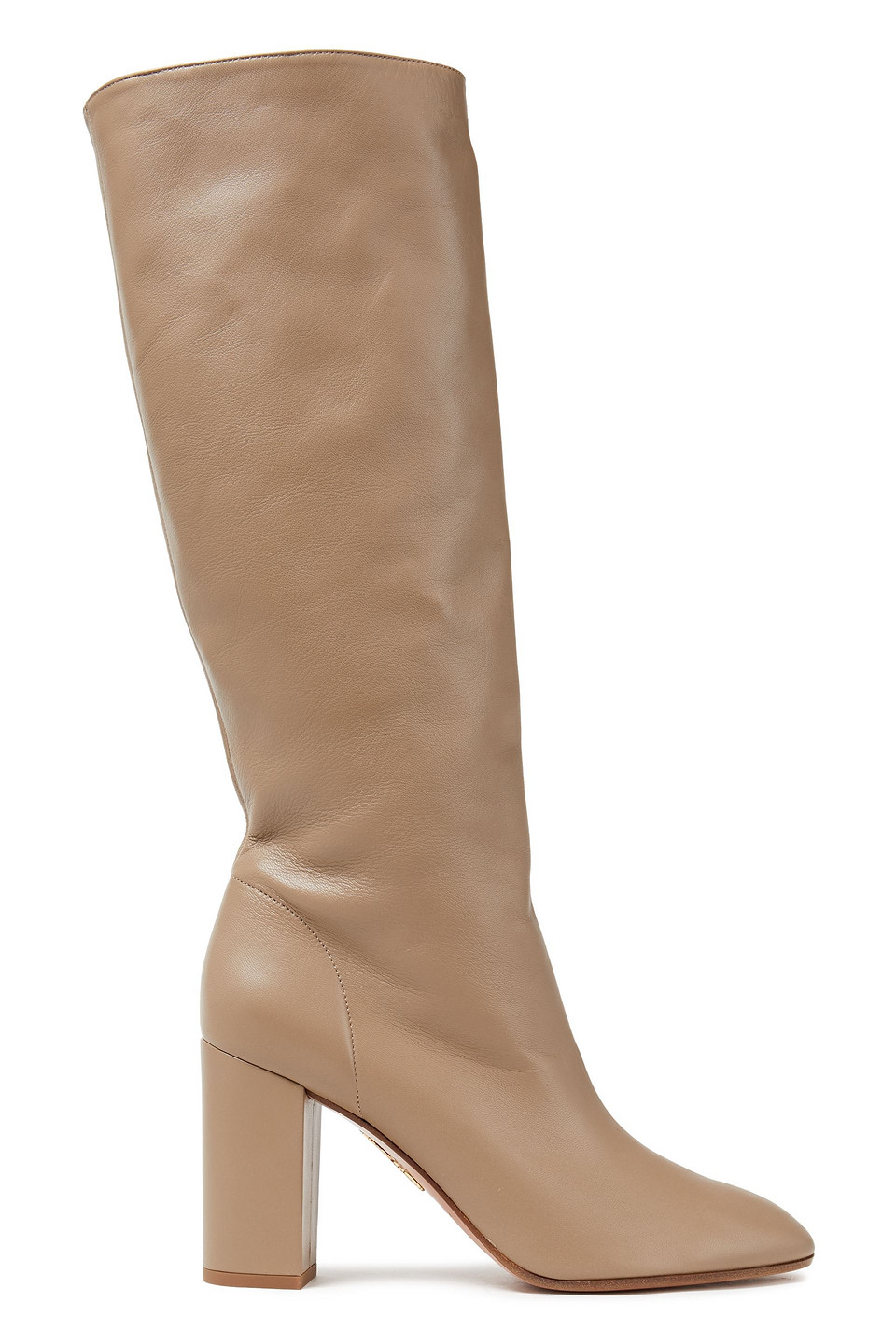 Aquazzura Woman Boogie Leather Knee Boots Taupe Size 37.5