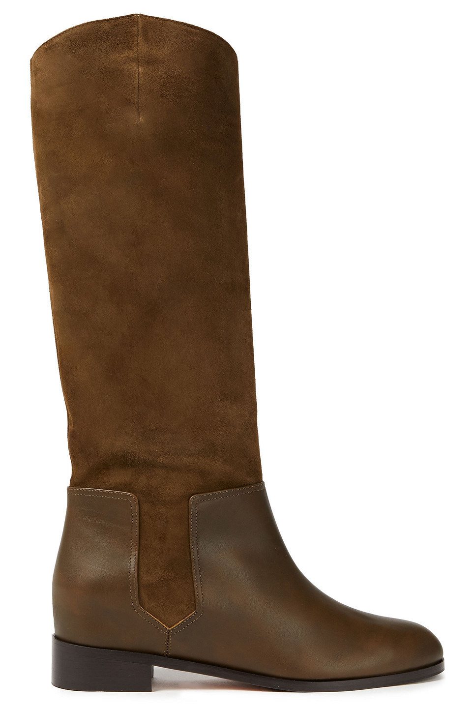 Aquazzura Woman Duke Leather And Suede Boots Army Green Size 36.5