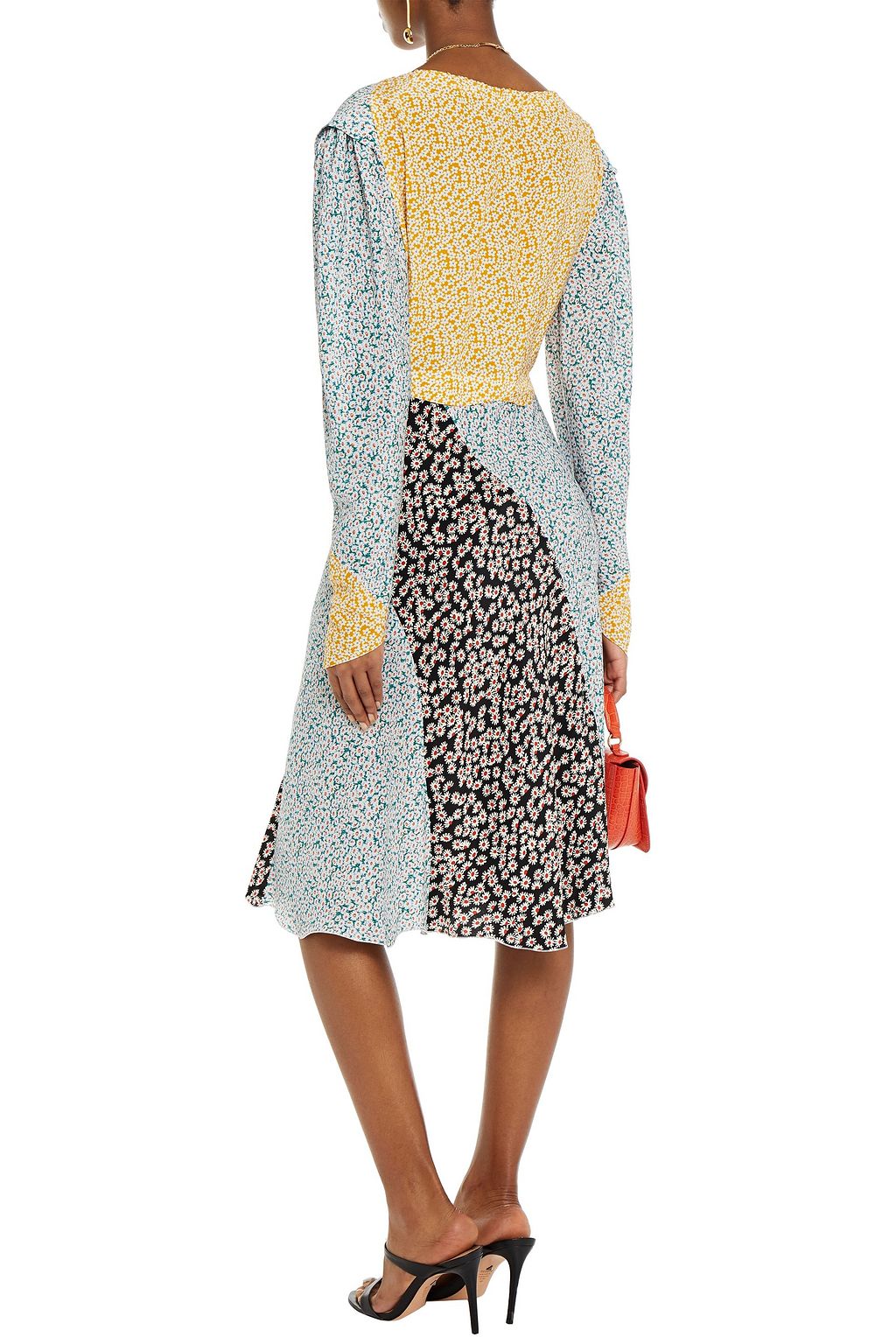 LANVIN Paneled floral-print silk midi dress