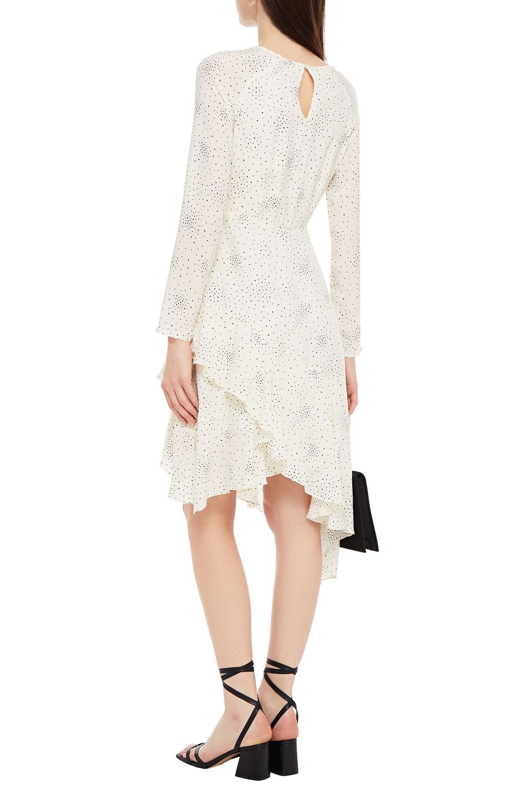MAJE Asymmetric printed washed-cupro dress