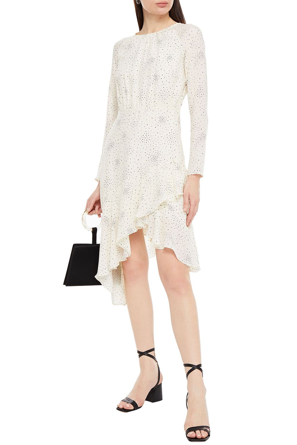 MAJE Asymmetric printed washed-cupro dress