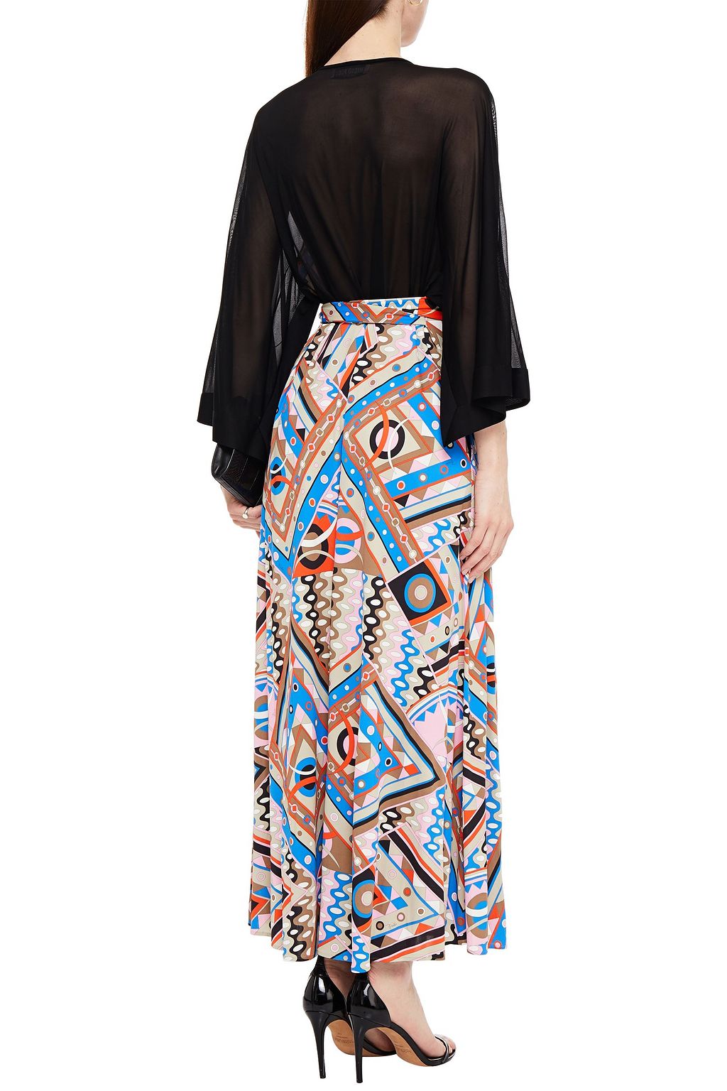 PUCCI Wrap-effect paneled printed jersey maxi dress