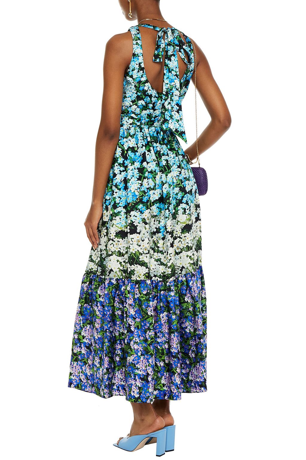 MARY KATRANTZOU Portofino gathered floral-print silk-twill maxi dress