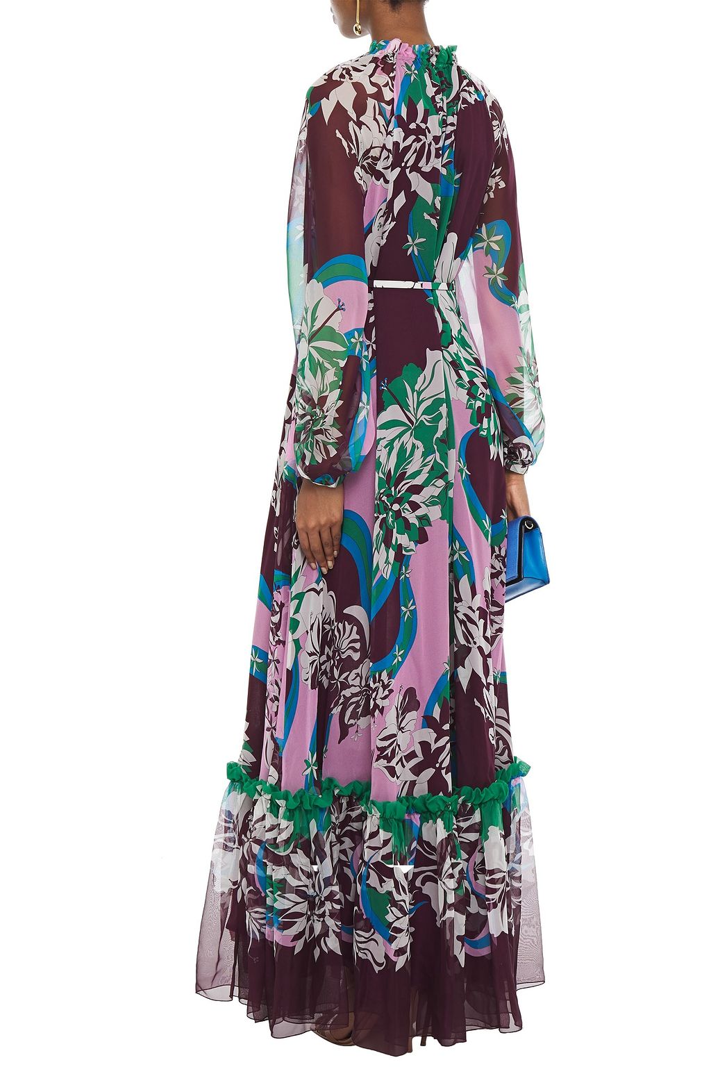 PUCCI Belted floral-print silk-georgette maxi dress