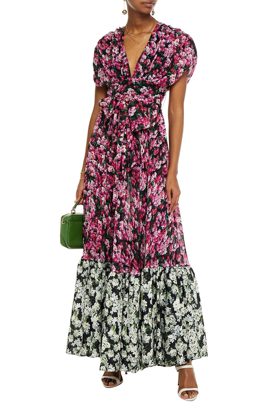 MARY KATRANTZOU Dream Big gathered floral-print silk-georgette maxi dress