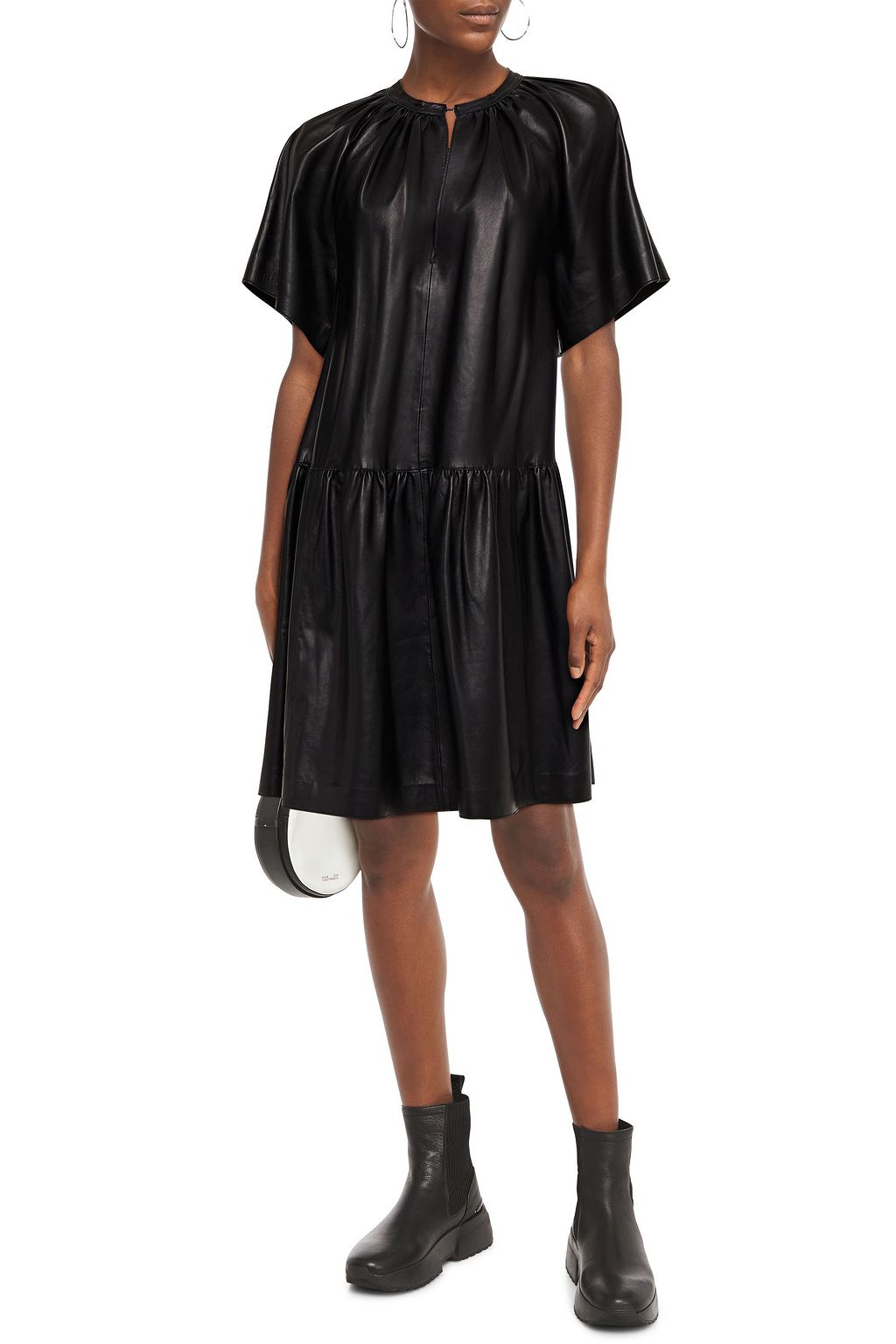 STAND STUDIO Kaitlyn gathered leather dress