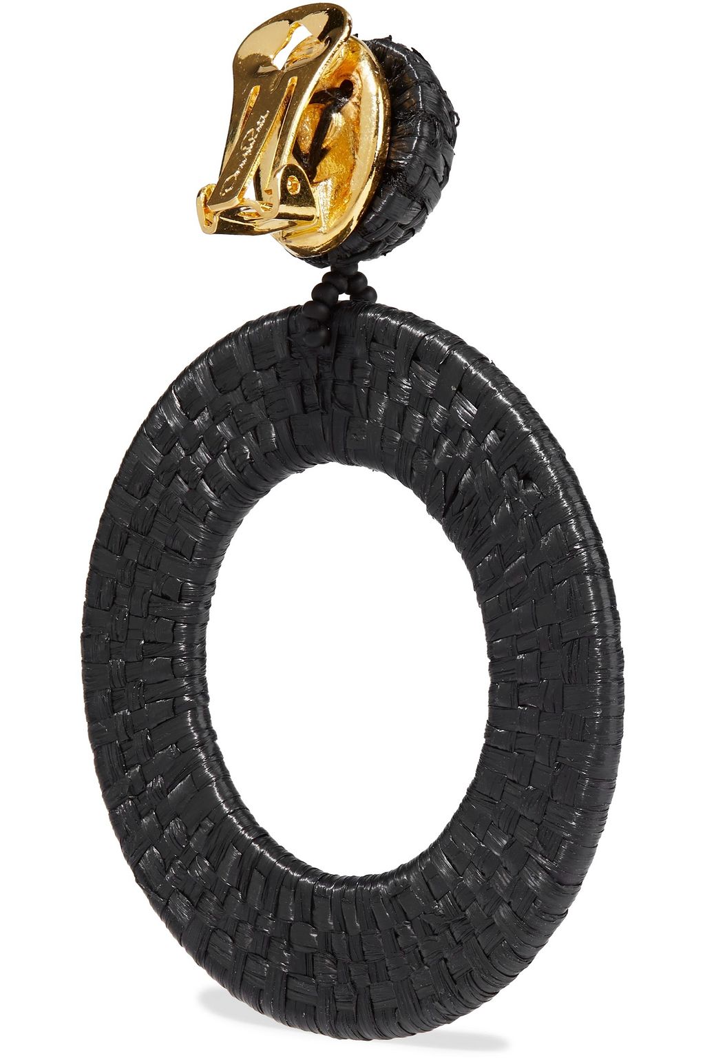 OSCAR DE LA RENTA Gold-tone and faux raffia clip earrings