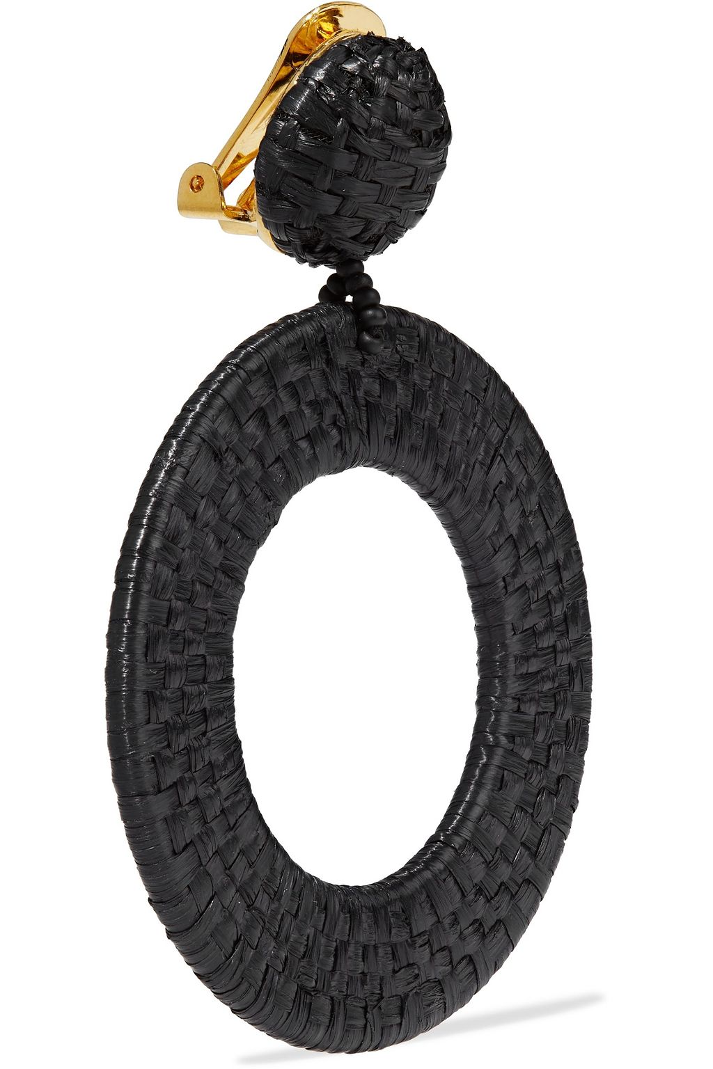 OSCAR DE LA RENTA Gold-tone and faux raffia clip earrings