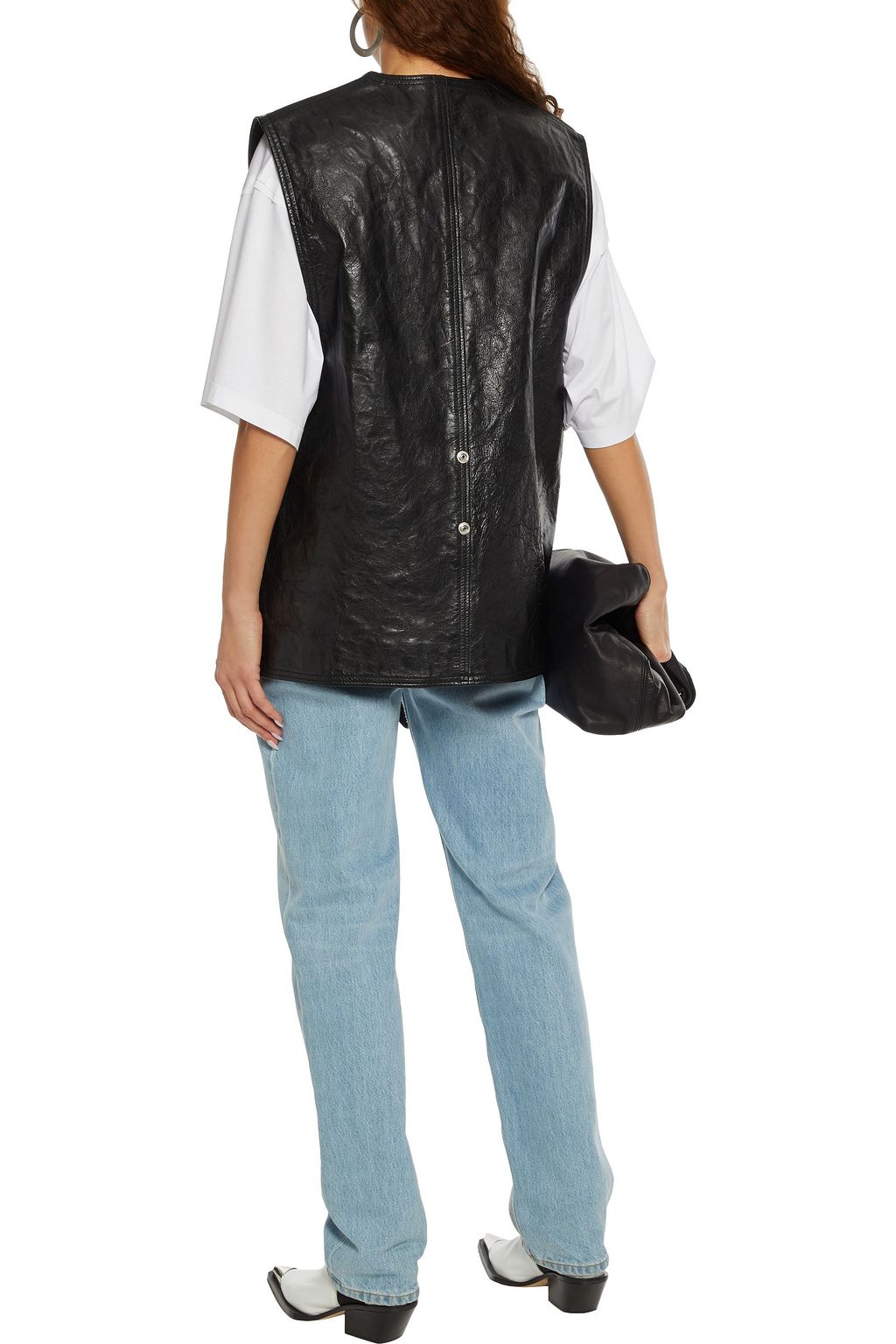 ACNE STUDIOS Carletta oversized snap-detailed crinkled-leather vest