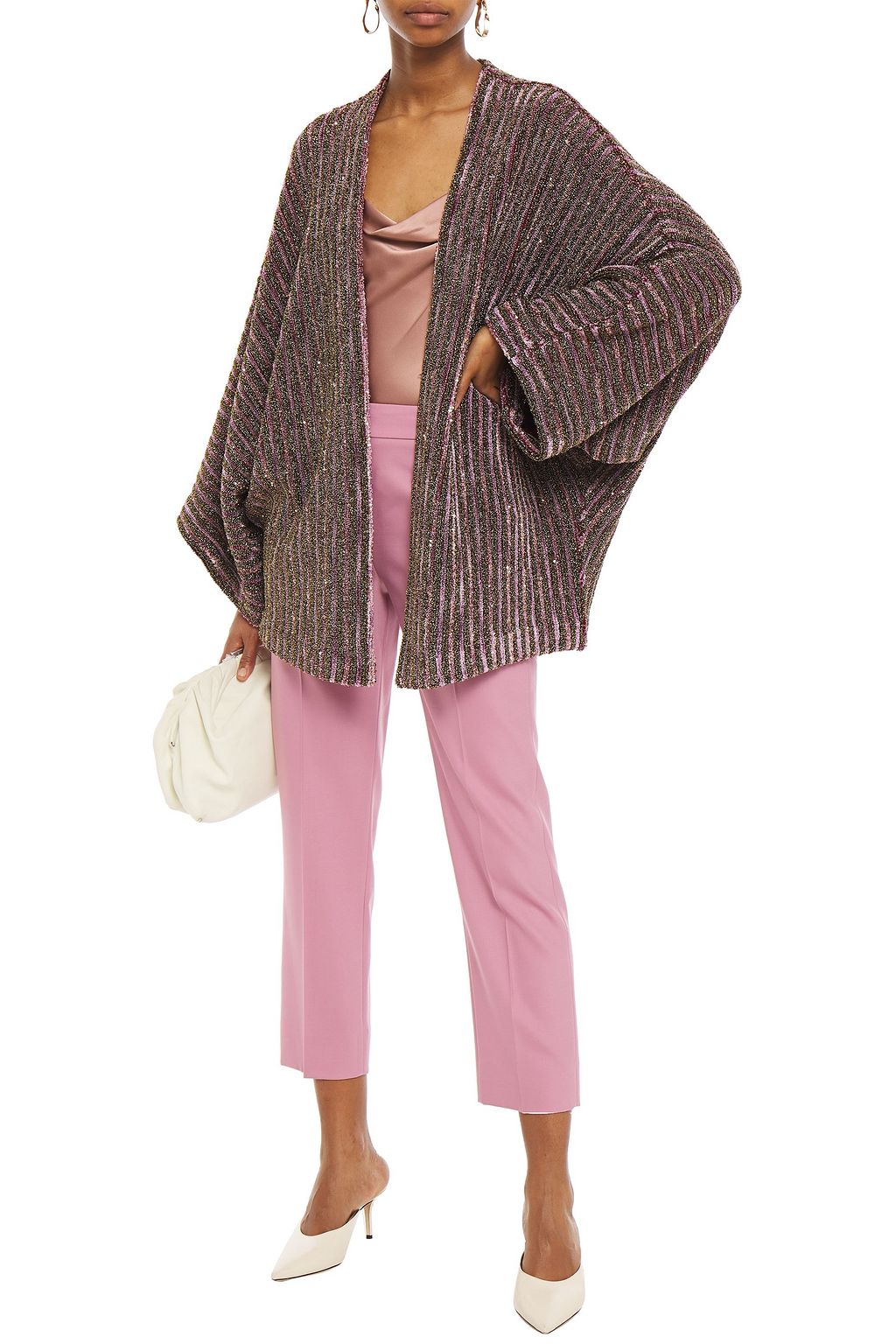MISSONI Metallic striped bouclé-knit cardigan