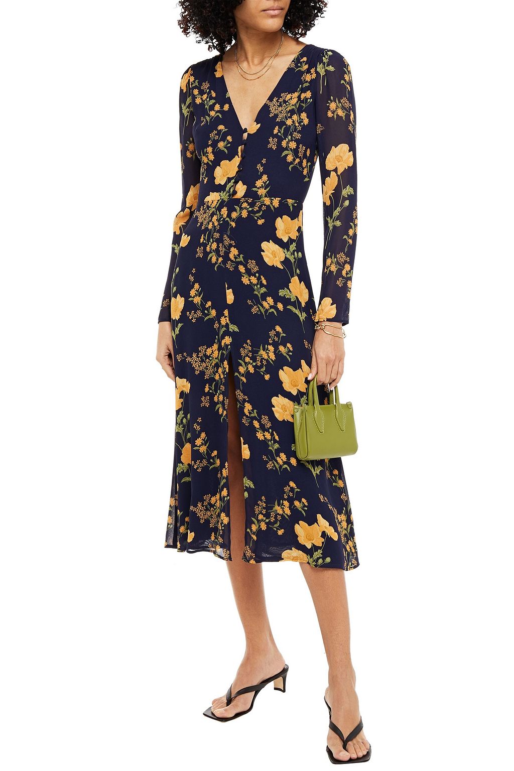 REFORMATION Orchard cutout floral-print georgette midi dress