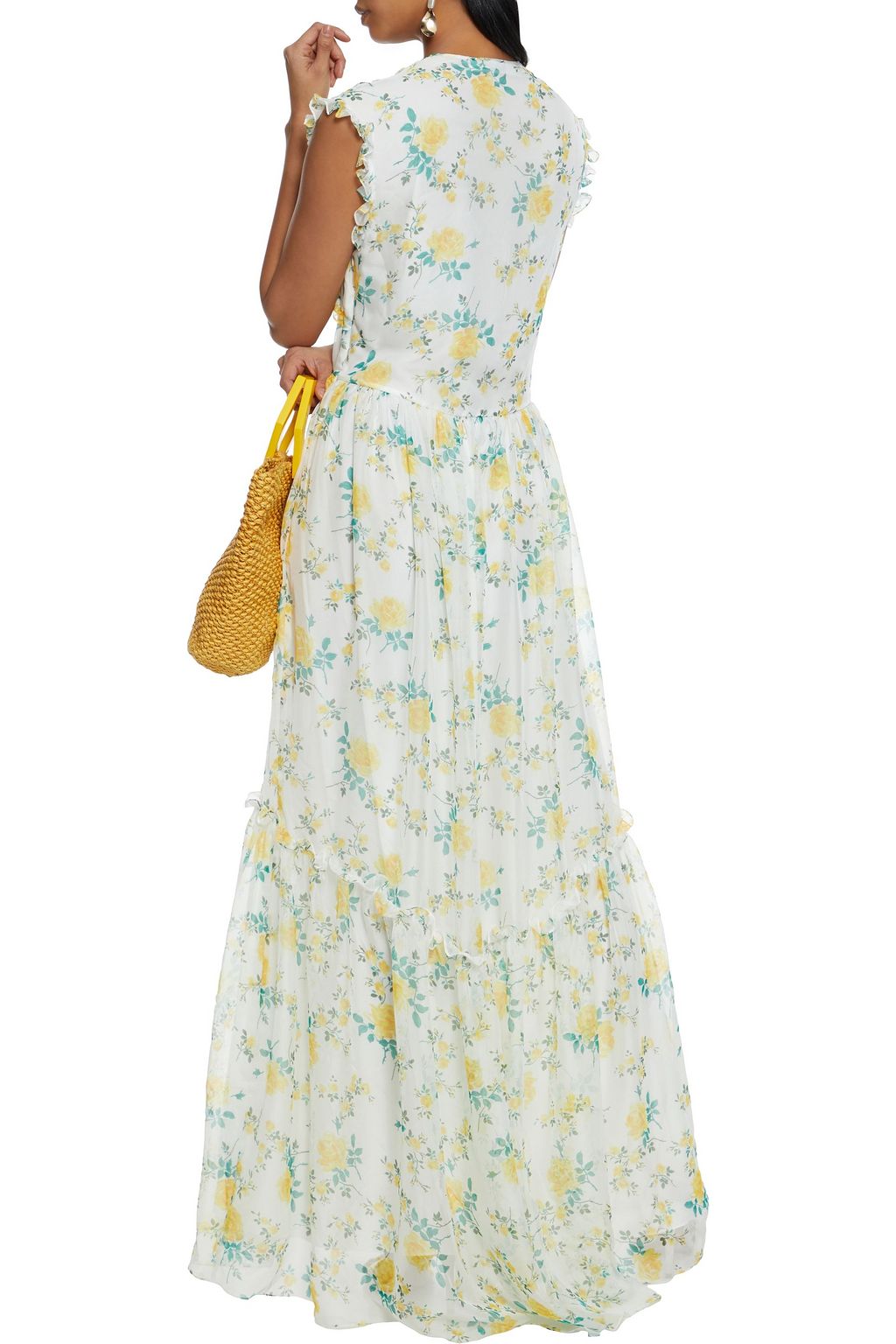 PHILOSOPHY DI LORENZO SERAFINI Ruffle-trimmed floral-print chiffon maxi dress