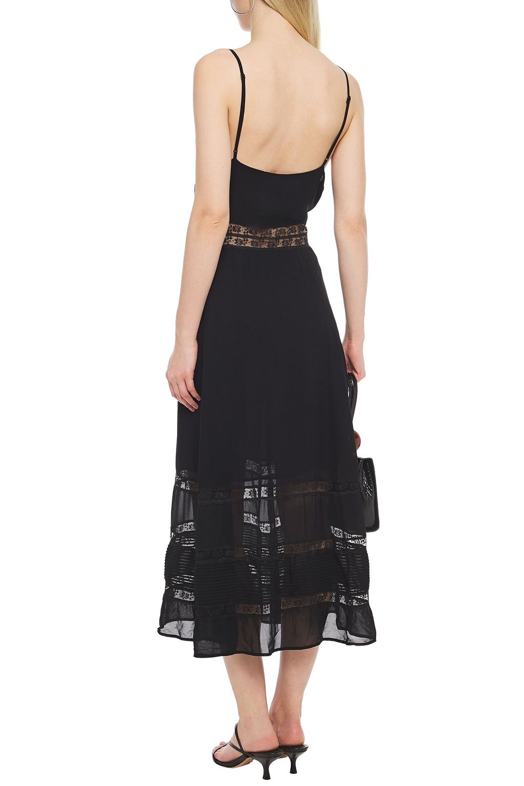 REFORMATION Shelley lace-trimmed gathered georgette midi dress
