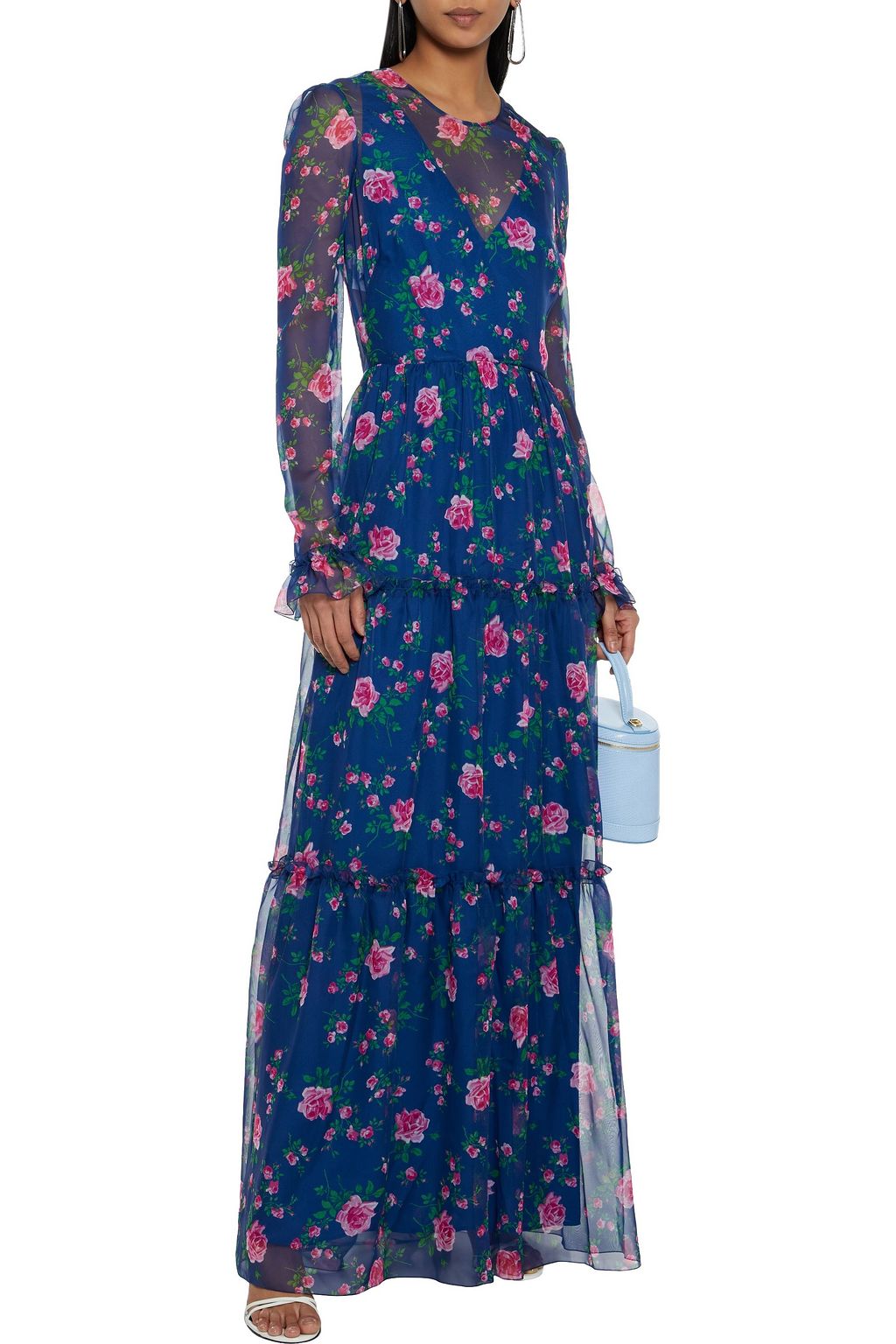 PHILOSOPHY DI LORENZO SERAFINI Tiered floral-print chiffon maxi dress
