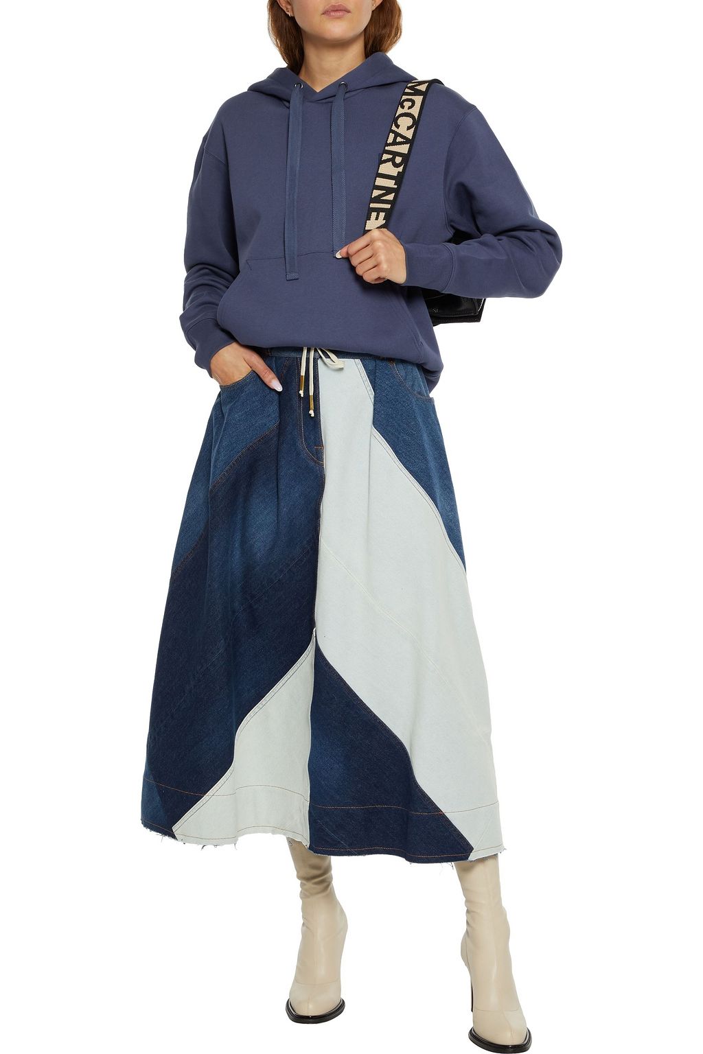 ACNE STUDIOS Paneled denim midi skirt