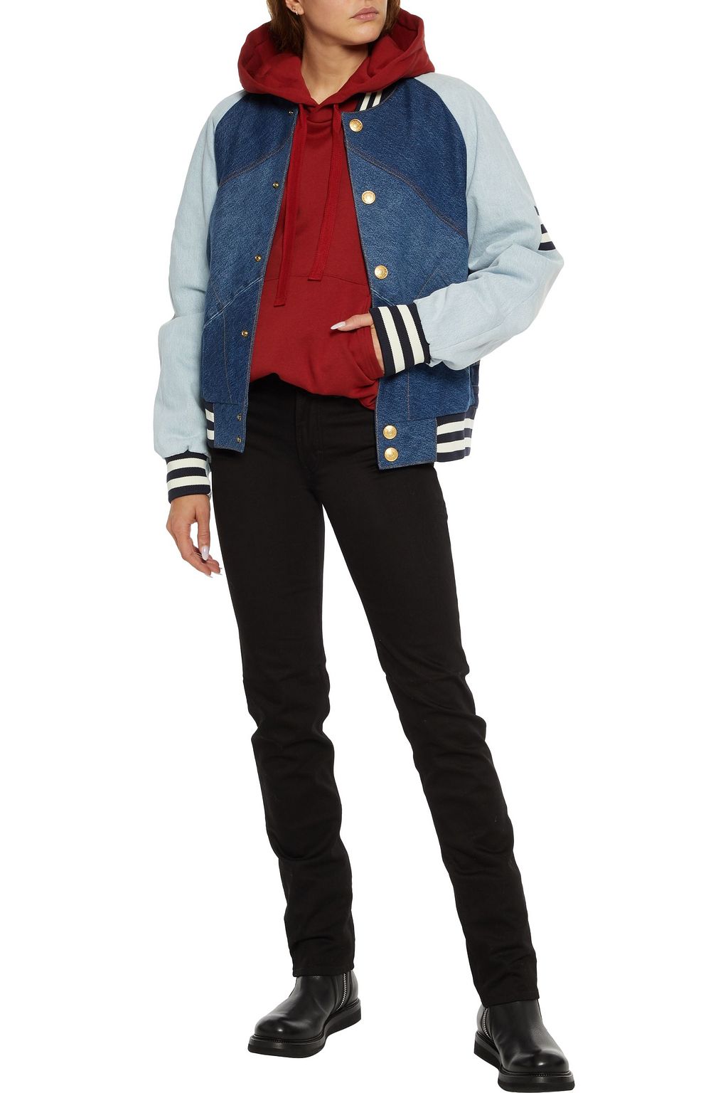 ACNE STUDIOS Paneled denim bomber jacket
