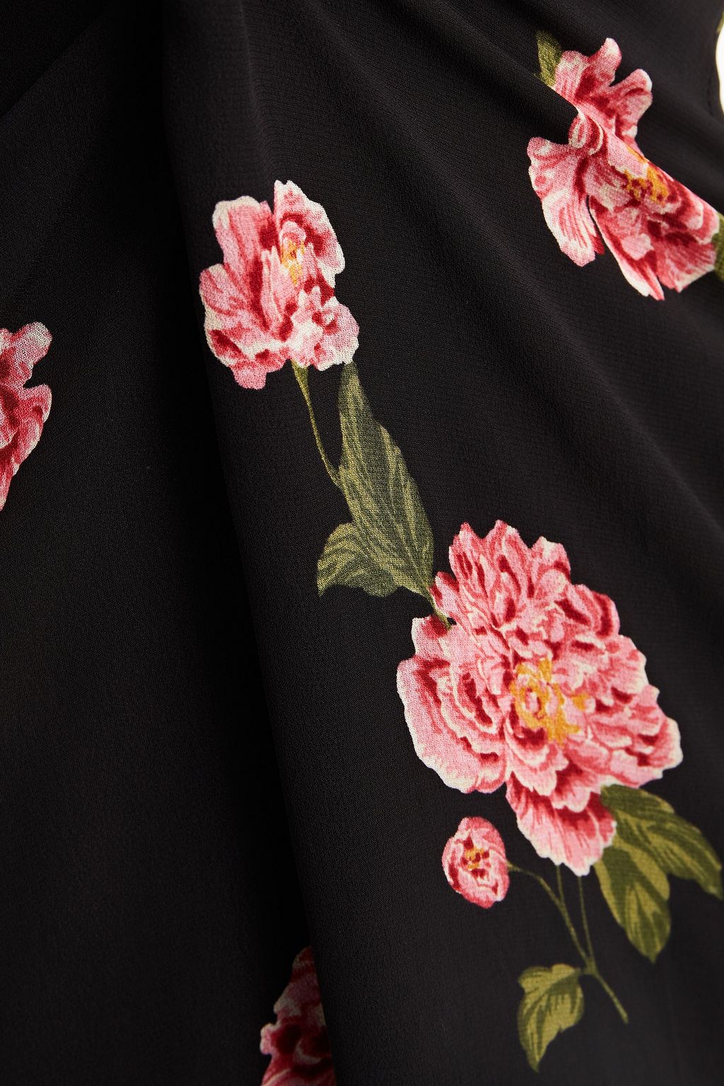 REFORMATION Midikleid aus Georgette mit floralem Print und Rüschen
