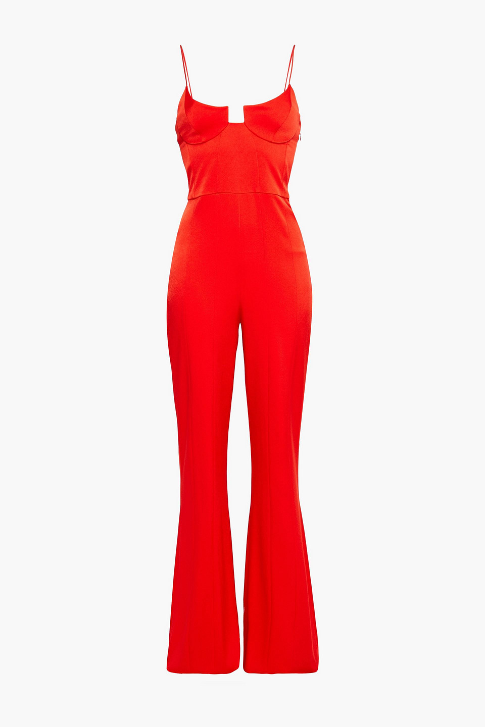 Galvan London - Phoebe satin-crepe flared jumpsuit - Red - FR 36
