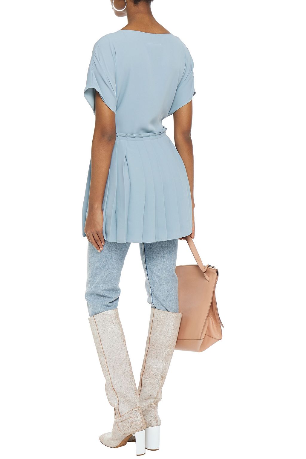 MM6 MAISON MARGIELA Tie-front layered pleated crepe top