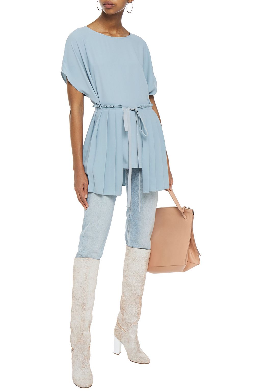 MM6 MAISON MARGIELA Tie-front layered pleated crepe top