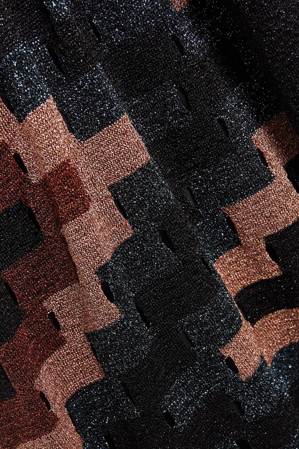 M MISSONI Tie-neck metallic open-knit midi dress