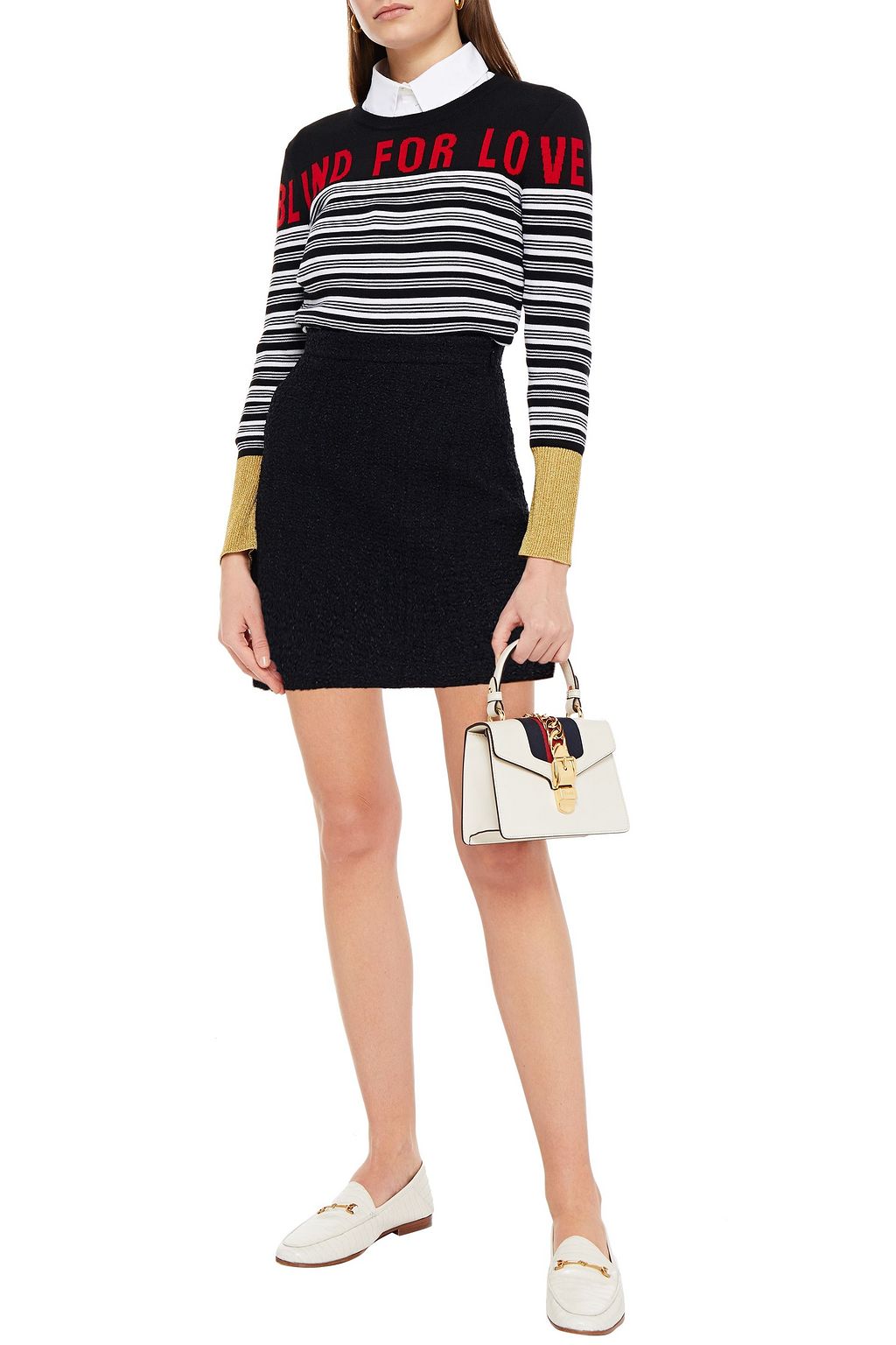 GUCCI Striped intarsia cashmere and silk-blend sweater