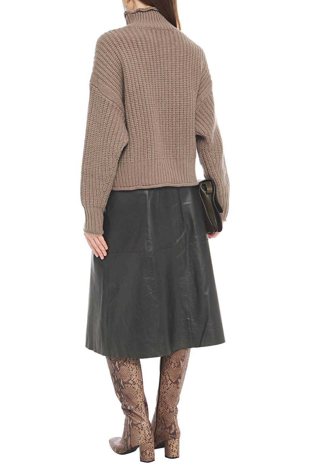 MUUBAA Popper textured-leather midi skirt