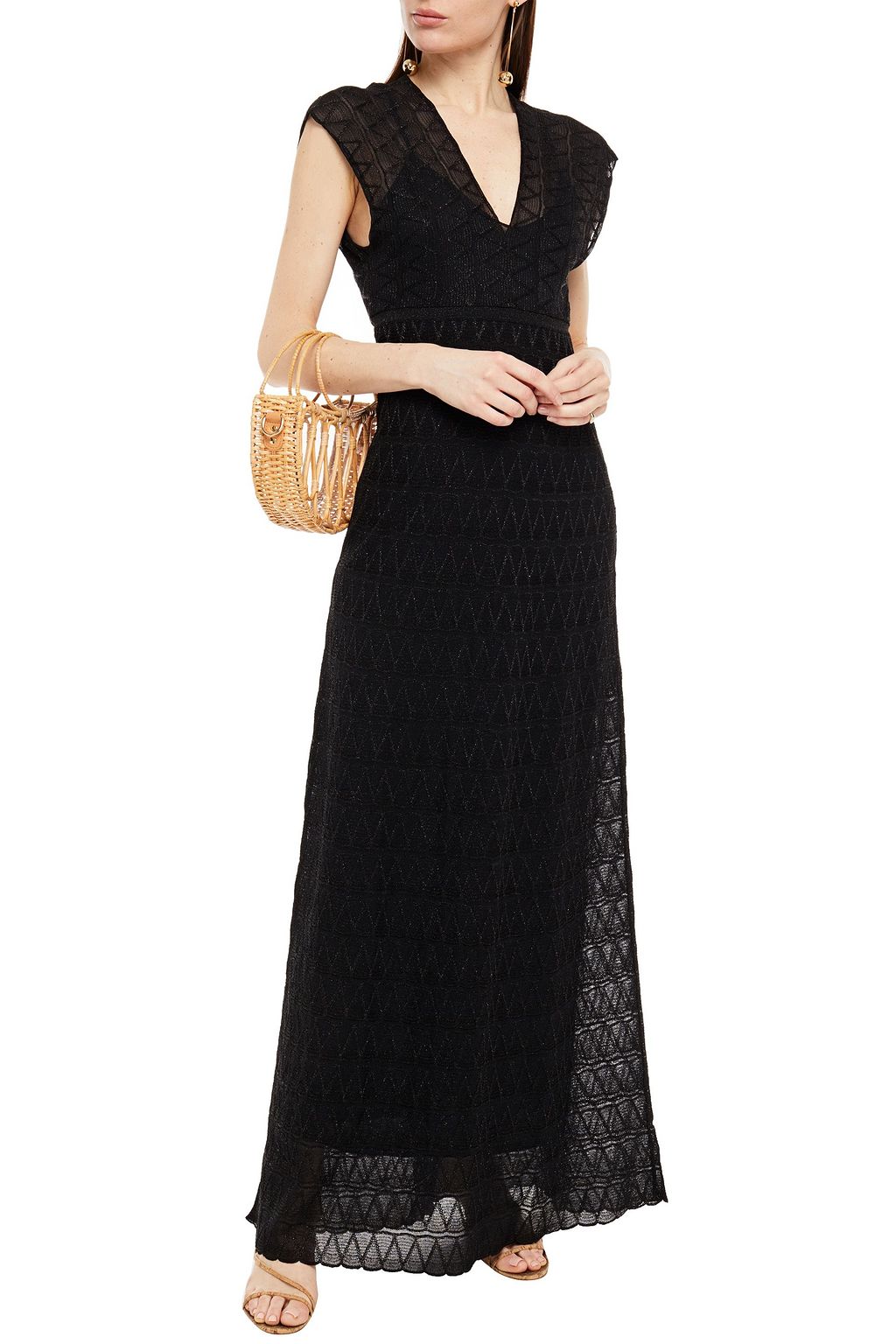 M MISSONI Metallic crochet-knit maxi dress