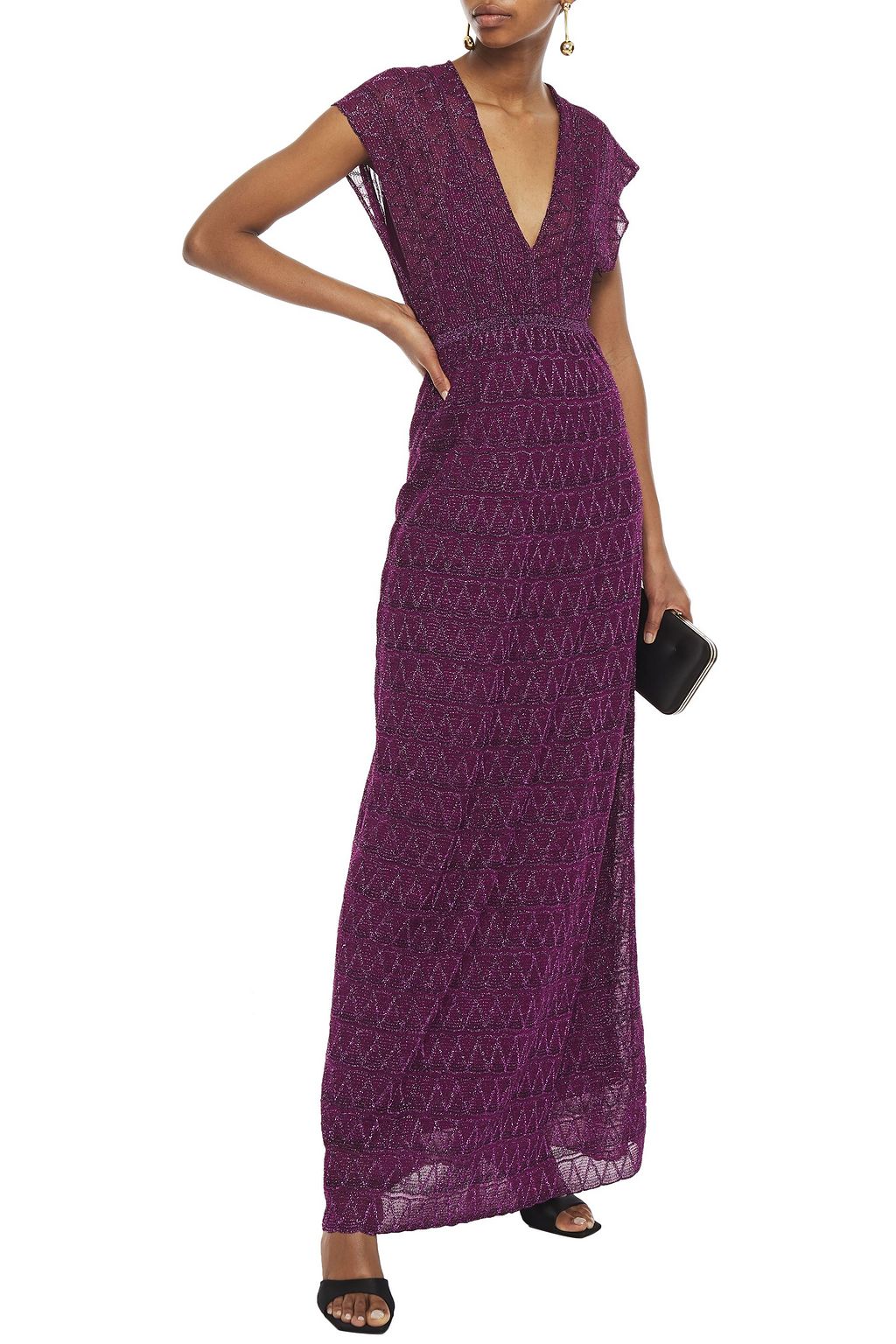 M MISSONI Metallic crochet-knit maxi dress