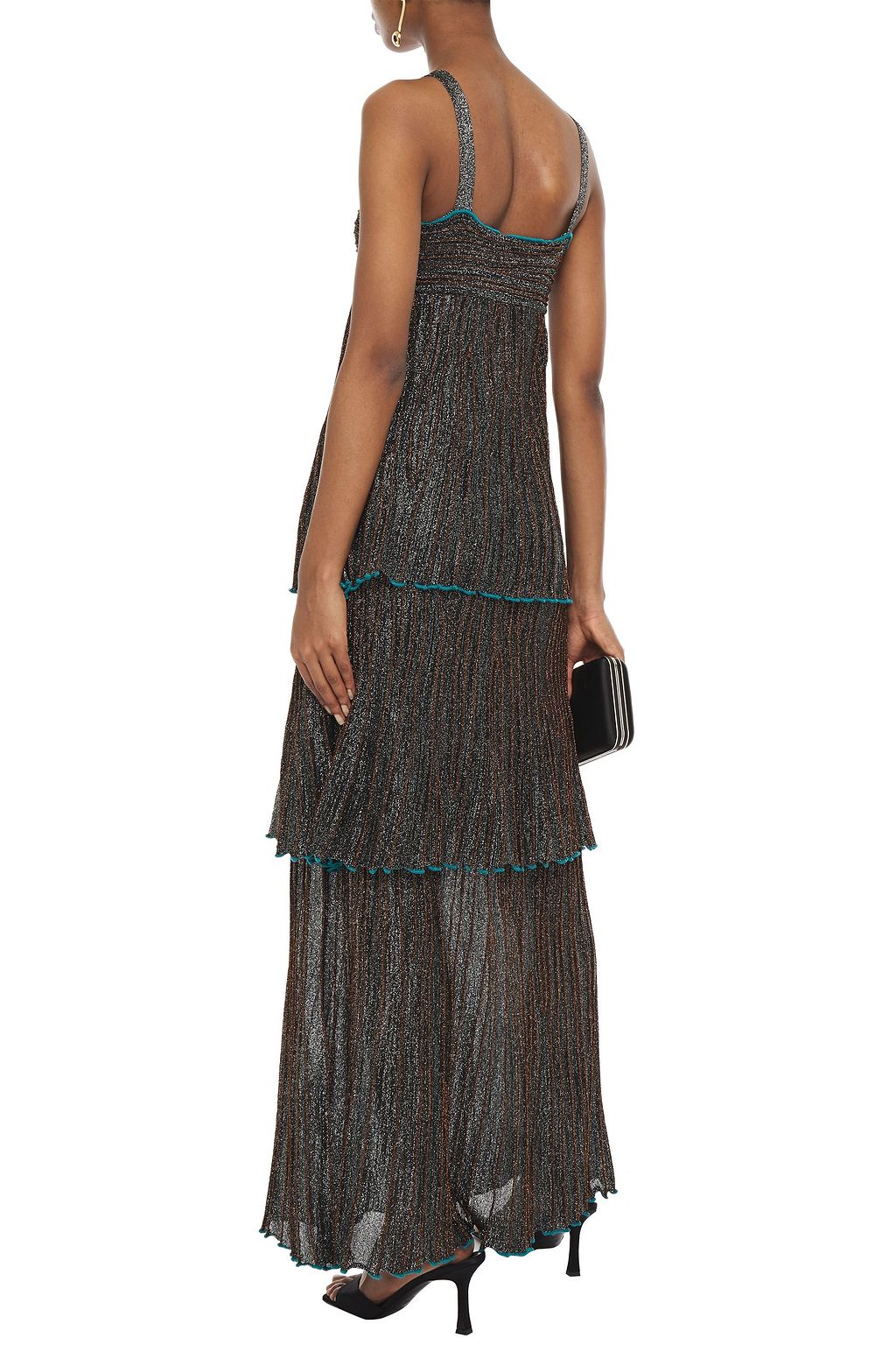 M MISSONI Tiered metallic crochet-knit maxi dress