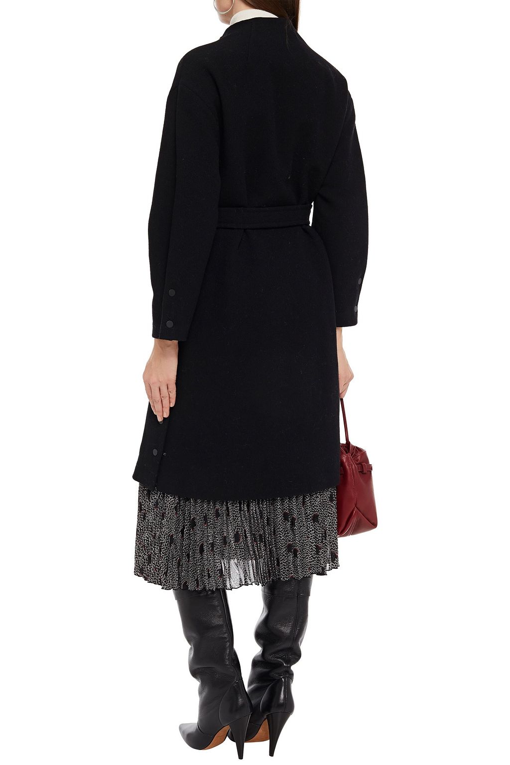 BA&SH Jarry belted snap-detailed wool-blend felt coat