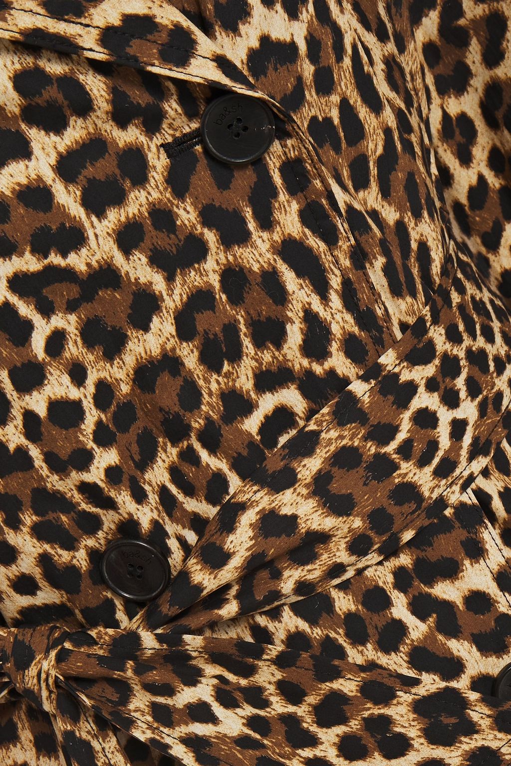 BA&SH Fauve leopard-print cotton trench coat