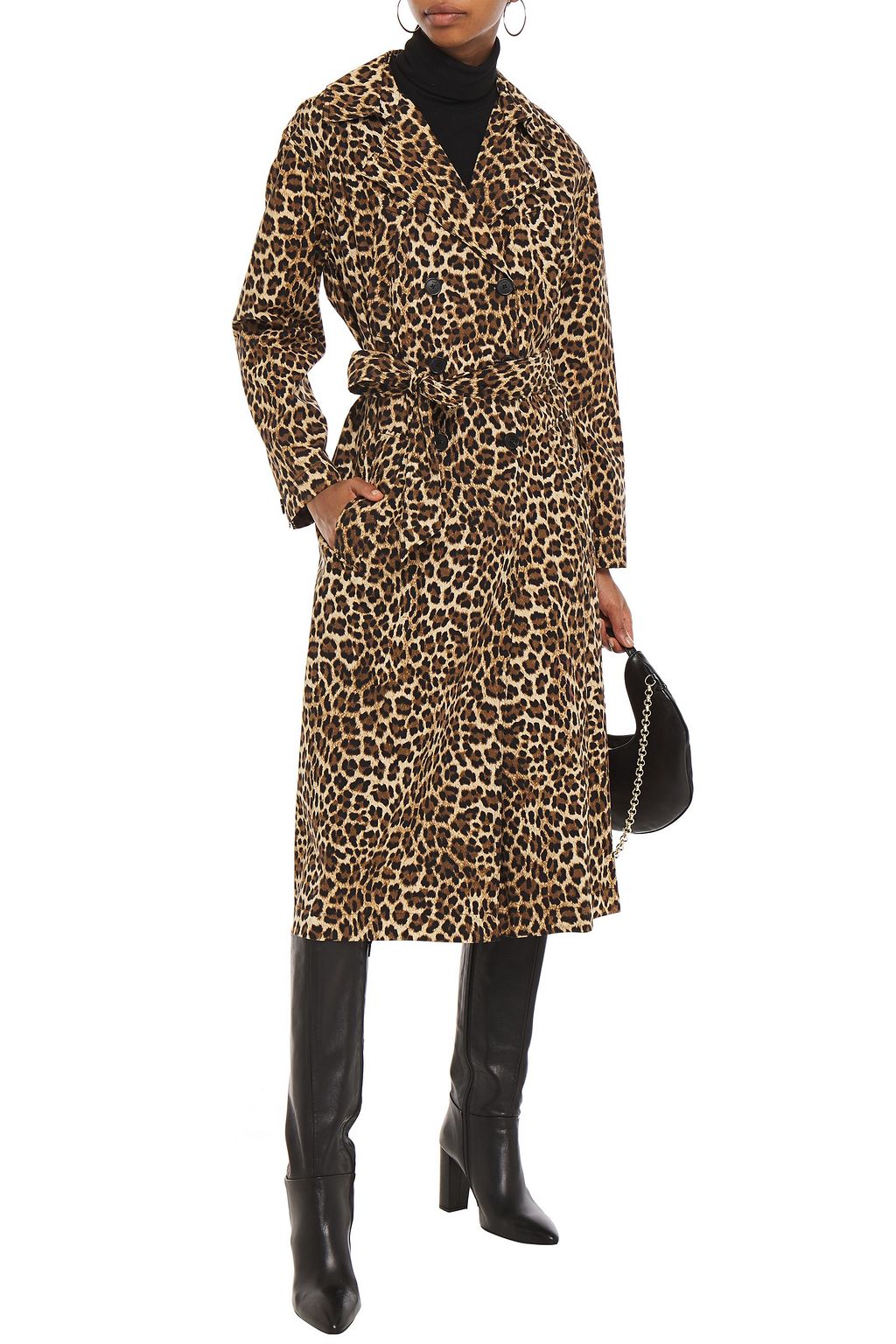 BA&SH Fauve leopard-print cotton trench coat