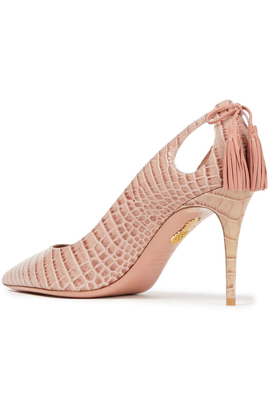 AQUAZZURA Forever Marilyn 85 cutout croc-effect leather pumps