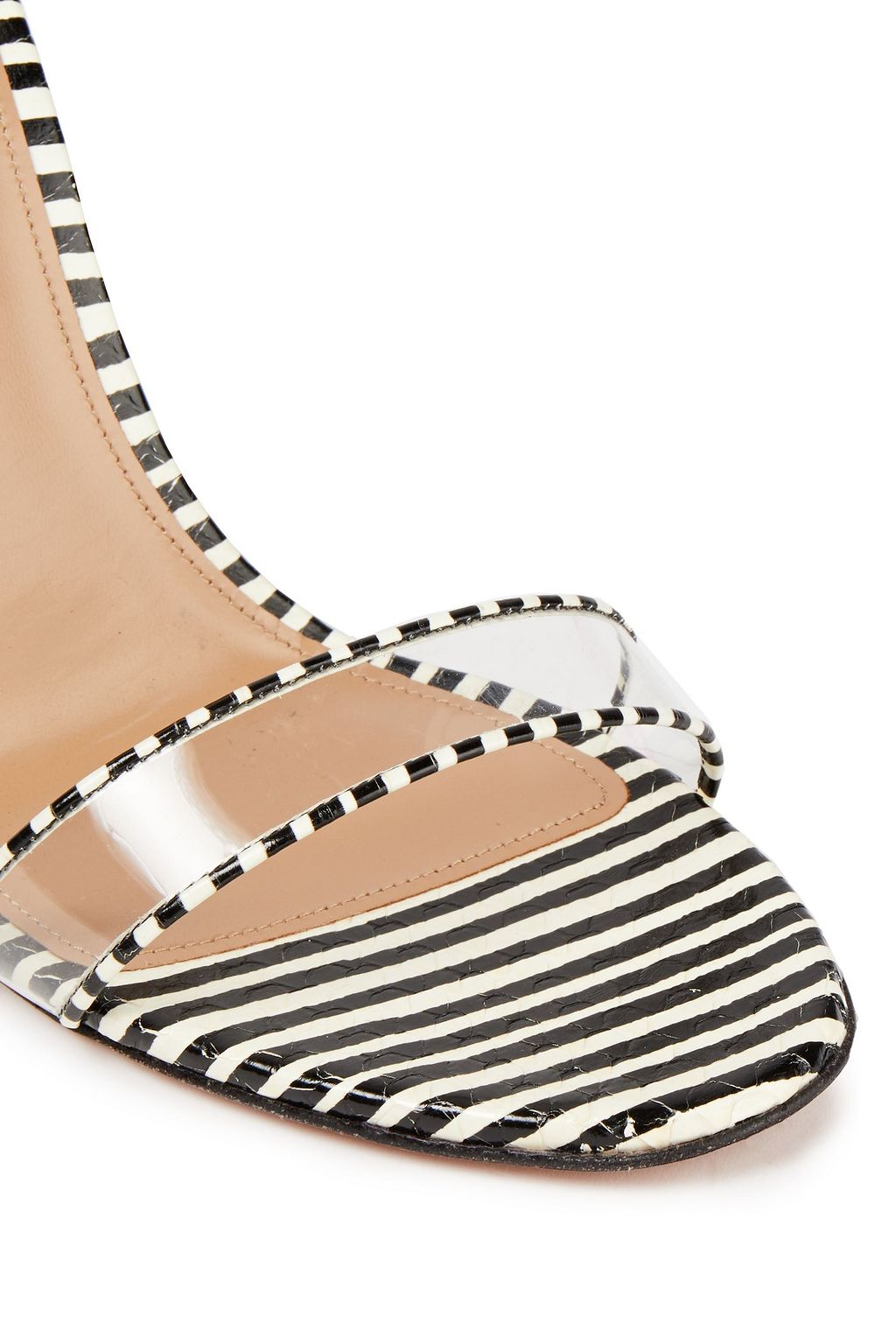AQUAZZURA Minimalist Sandalen aus PVC und Elapheleder mit Streifen