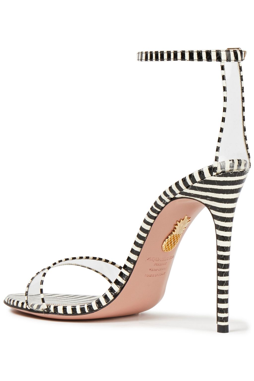 AQUAZZURA Minimalist Sandalen aus PVC und Elapheleder mit Streifen