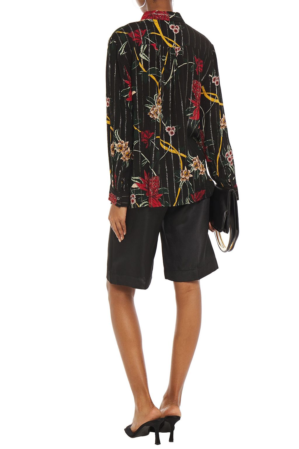 BA&SH Petunia floral-print metallic jacquard shirt