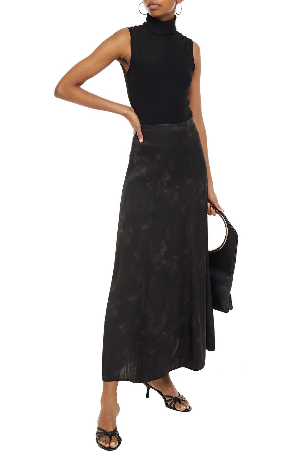 ANINE BING Tie-dyed silk-satin maxi skirt