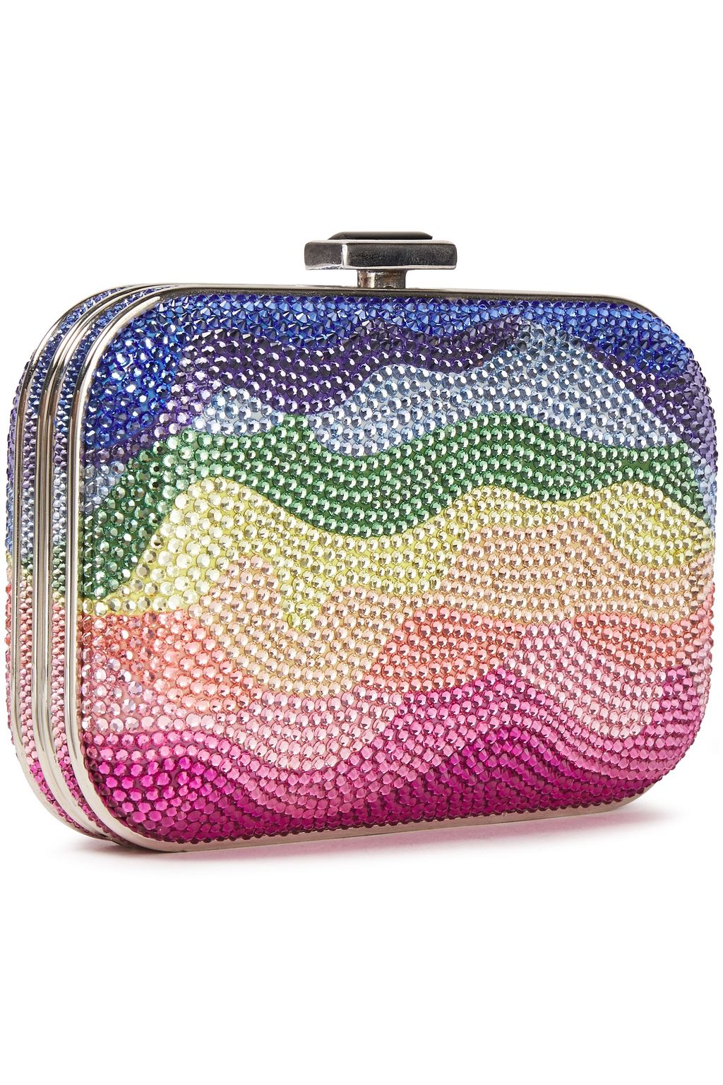 JUDITH LEIBER COUTURE Crystal-embellished silver-tone box clutch