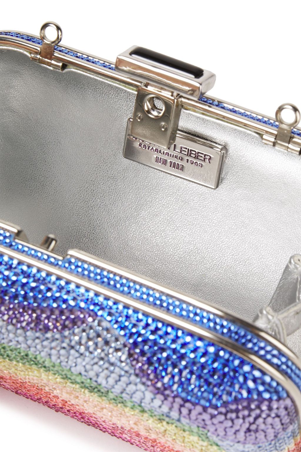 JUDITH LEIBER COUTURE Crystal-embellished silver-tone box clutch
