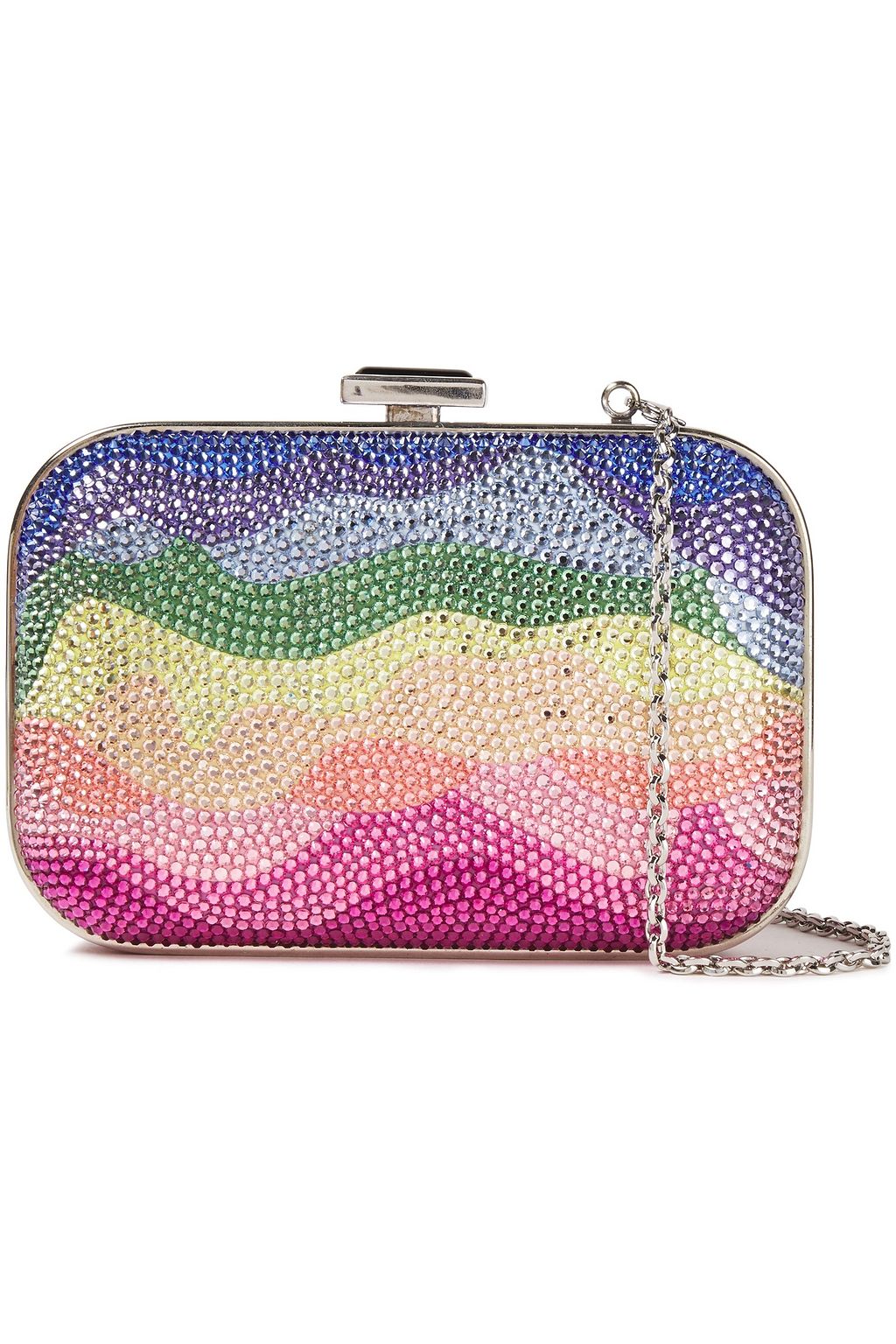 JUDITH LEIBER COUTURE Crystal-embellished silver-tone box clutch