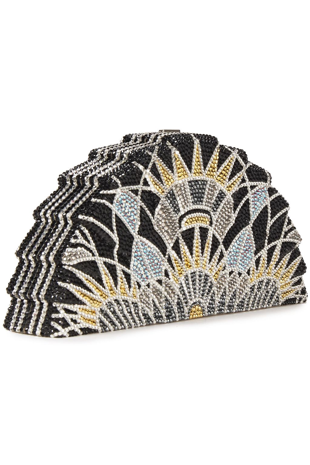JUDITH LEIBER COUTURE Tessen crystal-embellished silver-tone clutch