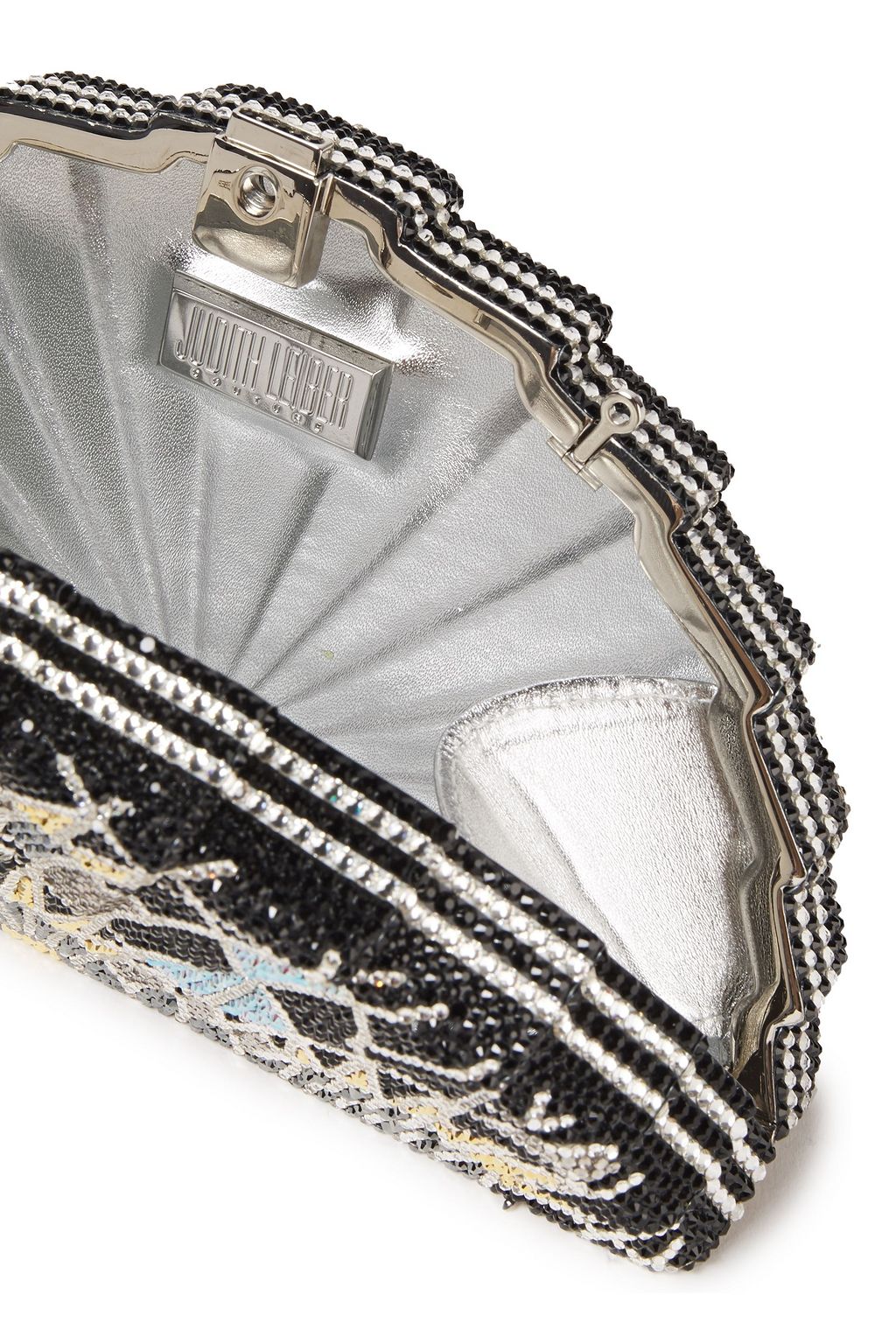JUDITH LEIBER COUTURE Tessen crystal-embellished silver-tone clutch
