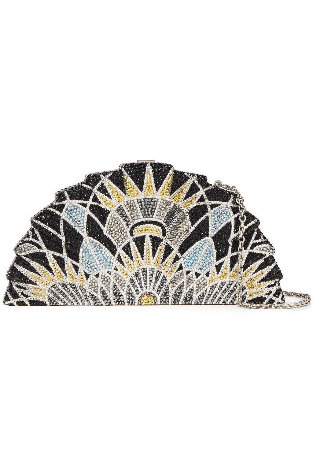 JUDITH LEIBER COUTURE Tessen crystal-embellished silver-tone clutch