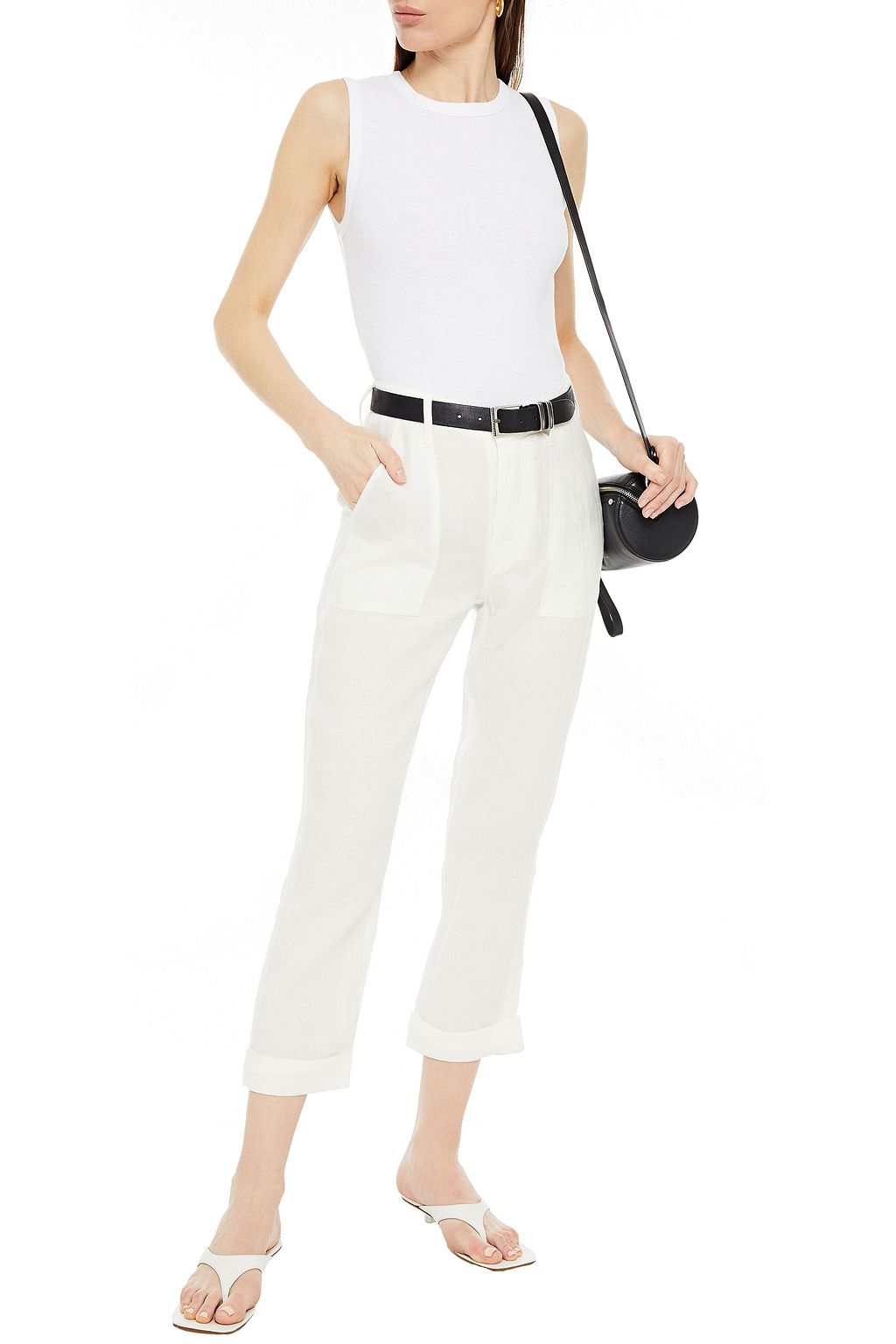 FRAME Le Beau cropped linen slim-leg pants