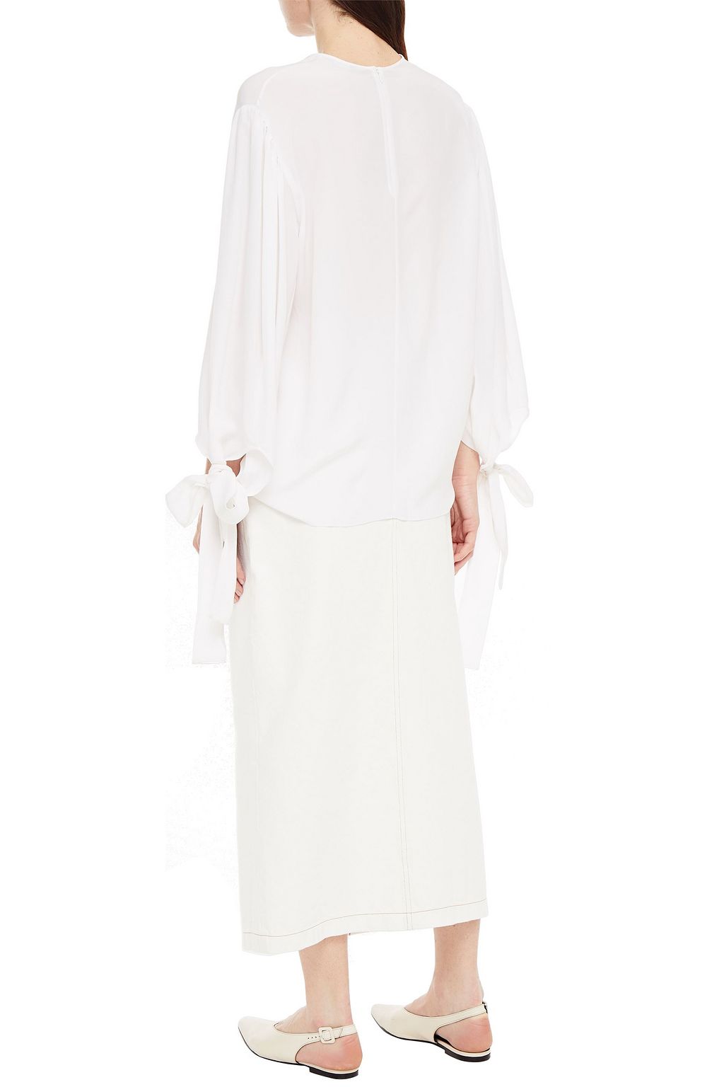 STELLA MCCARTNEY Bow-detailed silk crepe de chine blouse